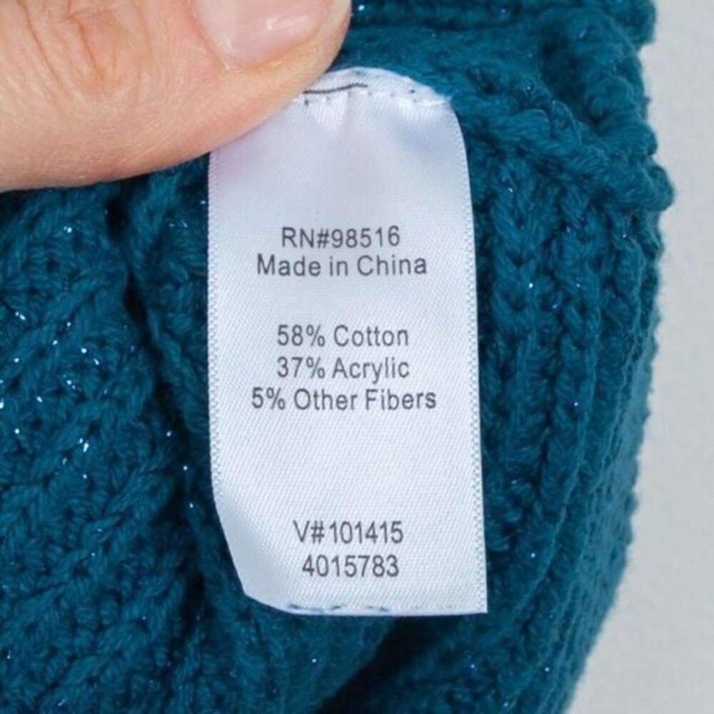 Coldwater Creek Womens Short Sleeve Cowl Neck Knit Sweater Size M Blue Office - Picture 6 of 8